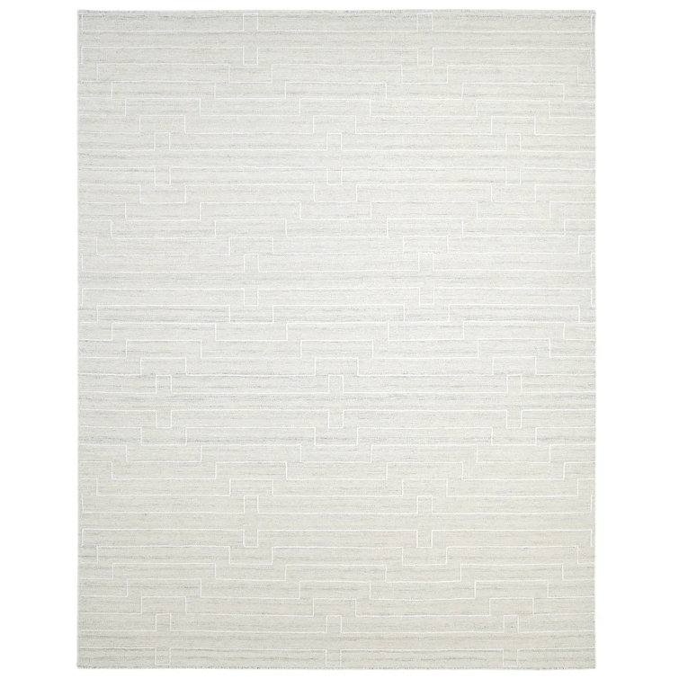 Baki Geometric Handwoven Wool/Cotton Beige Area Rug