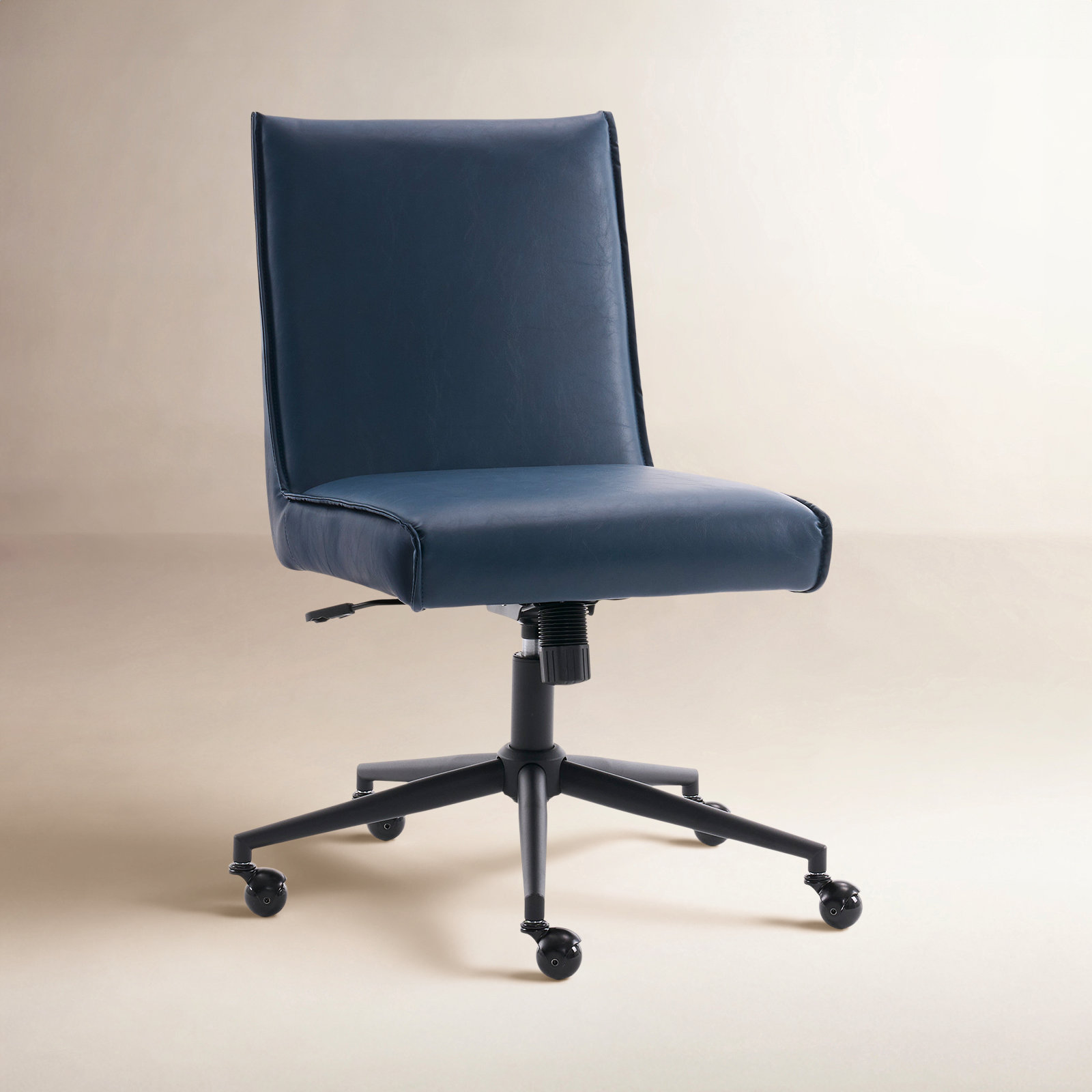 Claudie Office Chair, Navy Faux Leather