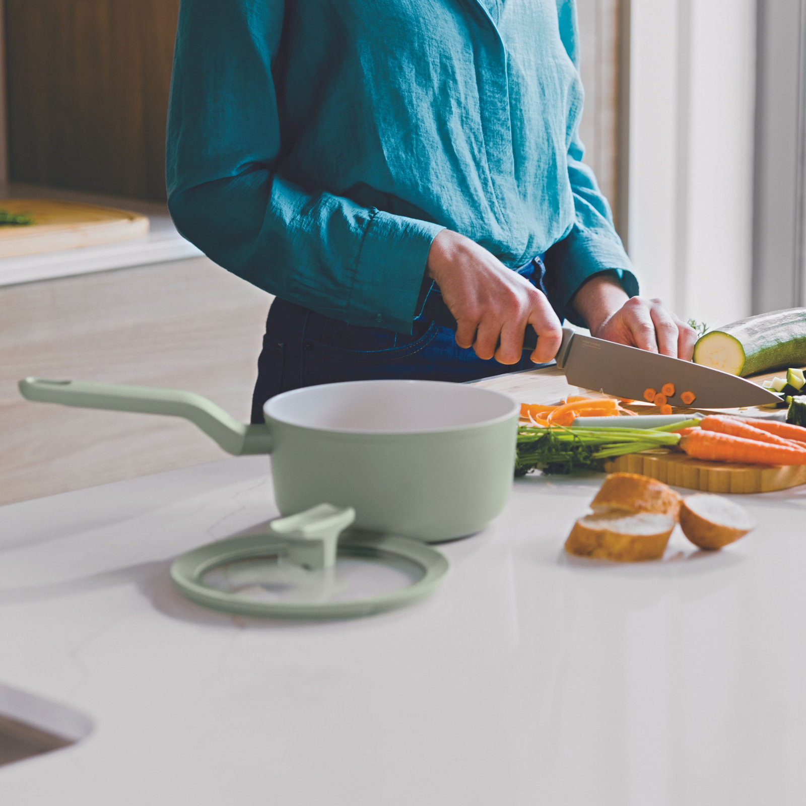 BergHOFF Balance 2.1qt Non-Stick Ceramic Saucepan, Green