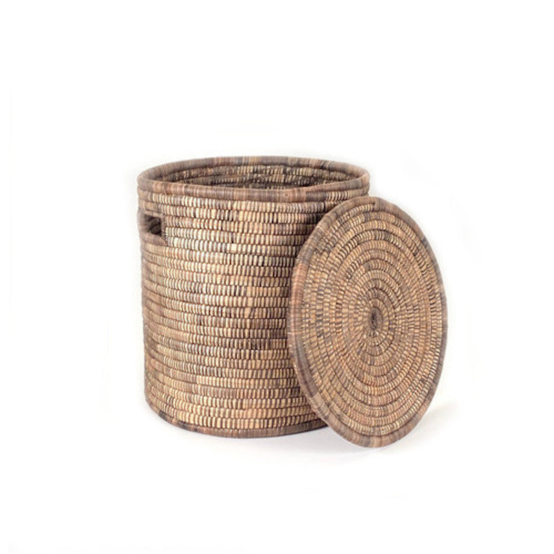 Malawi Basket, 15" H x 13.5" W x 13.5" D, Brown