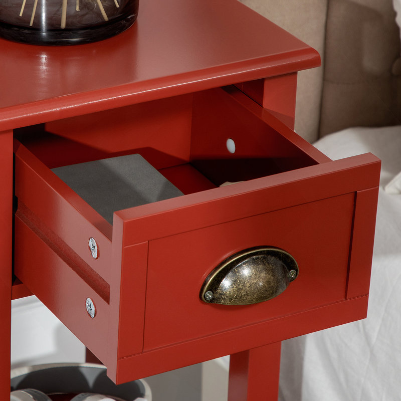 Table d'appoint à 2 niveaux avec tiroir, table de bout étroite avec tablette inférieure, pour le salon ou la chambre à coucher, 