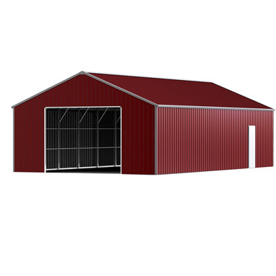 46ft X 25ft Heavy - Duty Storage Shelter For Industrial Use, 14 Gauge Square Tube Frame, 26 Sheet Metal, 13ft 10ft Frame Door Reinforced Steel Building As A Garage, With 15ft Height, Opening