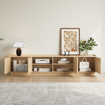 78.74" Modern TV Stands with Brown Wood Grain,Mid Century Media Console With 4 Cabinets