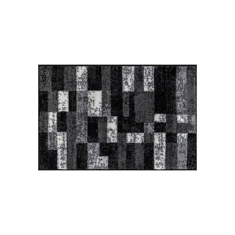 Tapis noir / gris à motif abstrait Abstract, Rectangulaire 2 pi x 3 pi