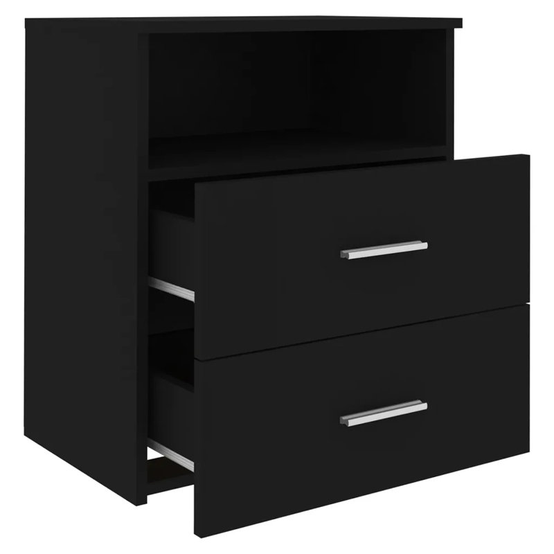Govanny 50cm W Particle Board / Chipboard Bedside Table, Black