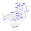 Lit plateforme simple en bois avec tablettes de rangement et quatre tiroirs Kyomie
