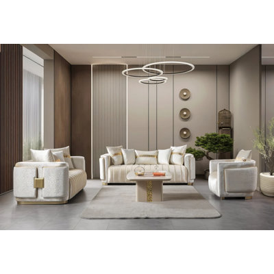Karminna 3 Piece Velvet Ivory Set