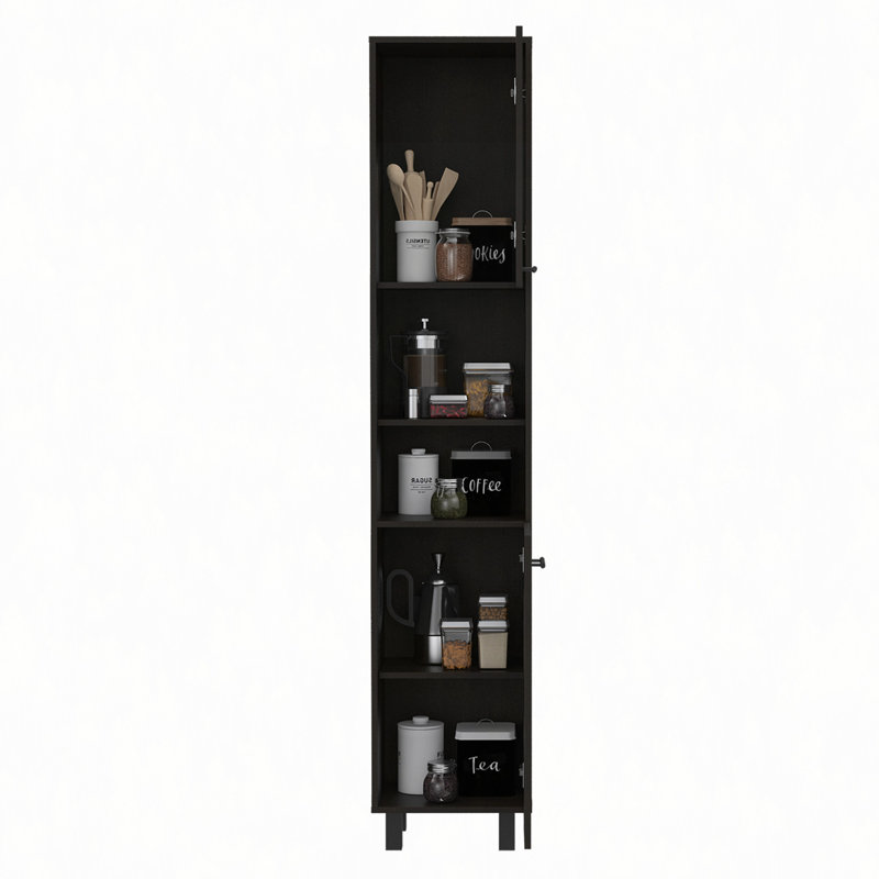 Garde-manger Hobart, quatre pieds, trois tablettes intérieures, deux tablettes, deux armoires, Noir