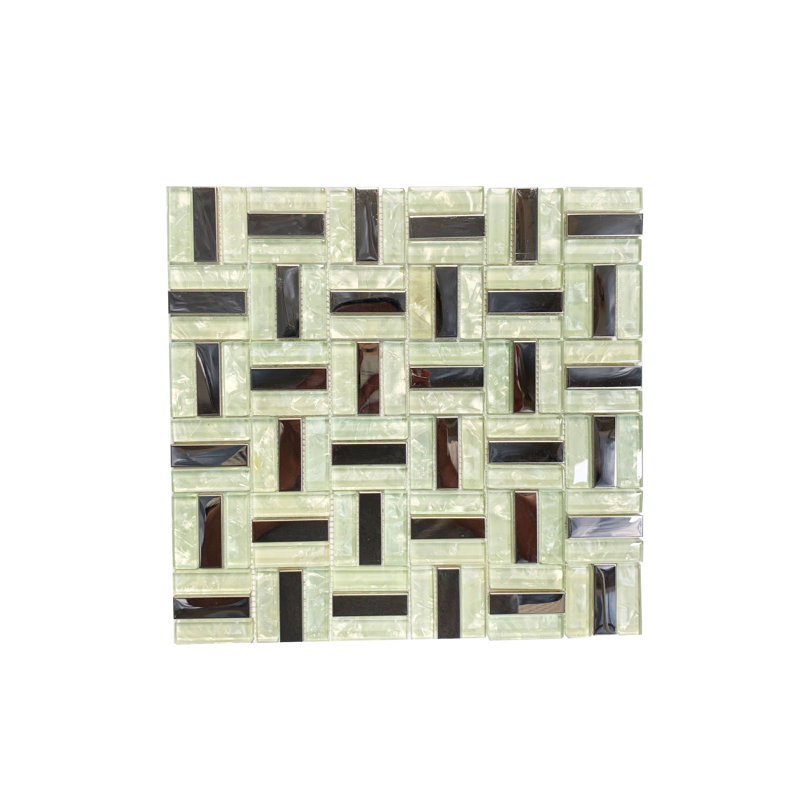 Carreau de mosaïque murale en métal et verre 0,625 "x 2"