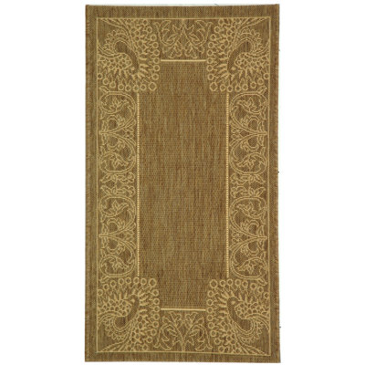 Tapis intérieur / extérieur à motif floral brun / naturel Arneshia