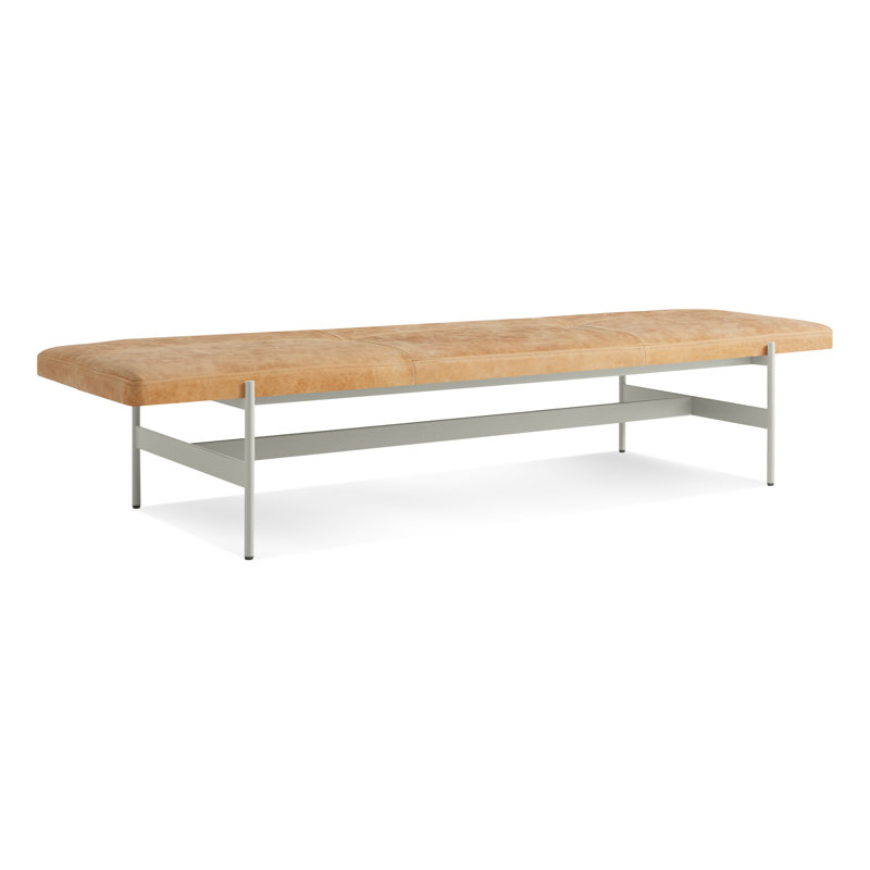Daybench Genuine Leather Upholstered Bench, Putty, Camel Genuine Leather, 14" H x 75" W x 24" D