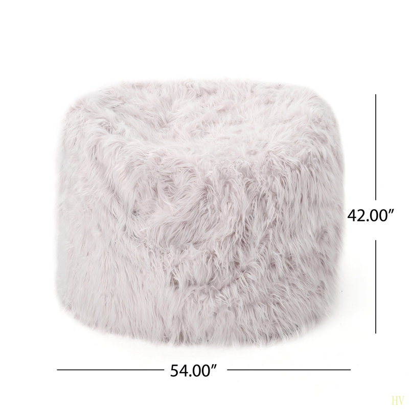 Pouf rond en fausse fourrure Mahin 5 pieds, lavande