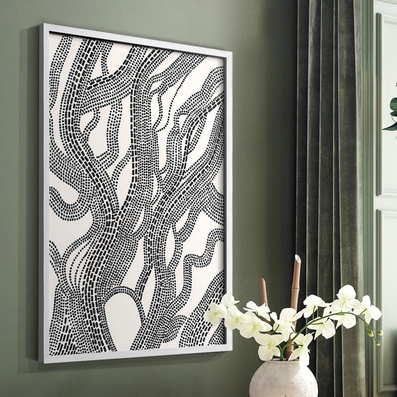 «Dots and Dash I», reproduction encadrée - bois massif, H 28 po x l 22 po, Blanc
