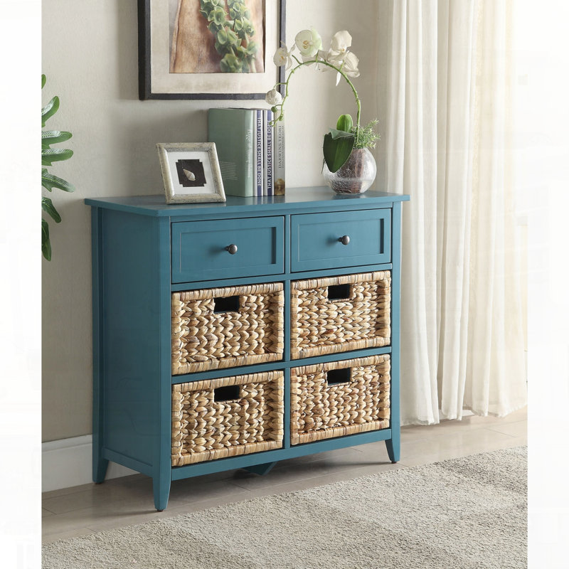 Commode d'appoint rectangulaire à 6 tiroirs Flavius, Bleu