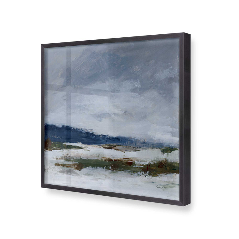 Imprimé froid d'hiver, H 13,75 po x l 13,75 po, Cadre simple en zinc patiné, bois massif