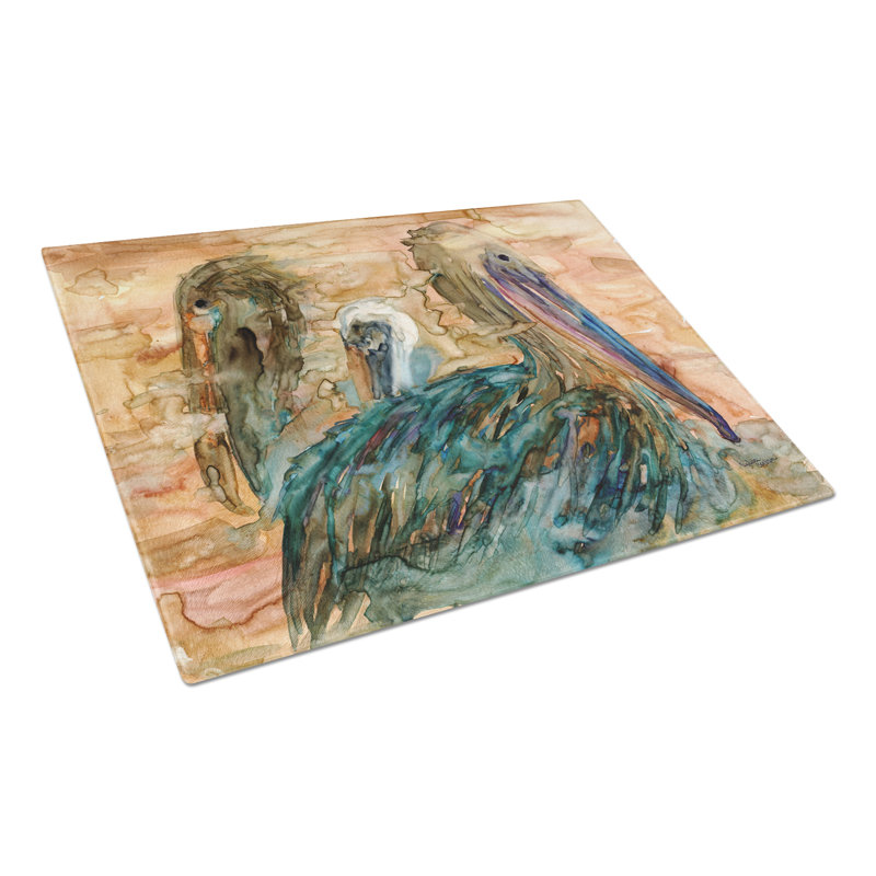 Caroline's Treasures Tempered Glass Abstract Pelicans Cutting Board