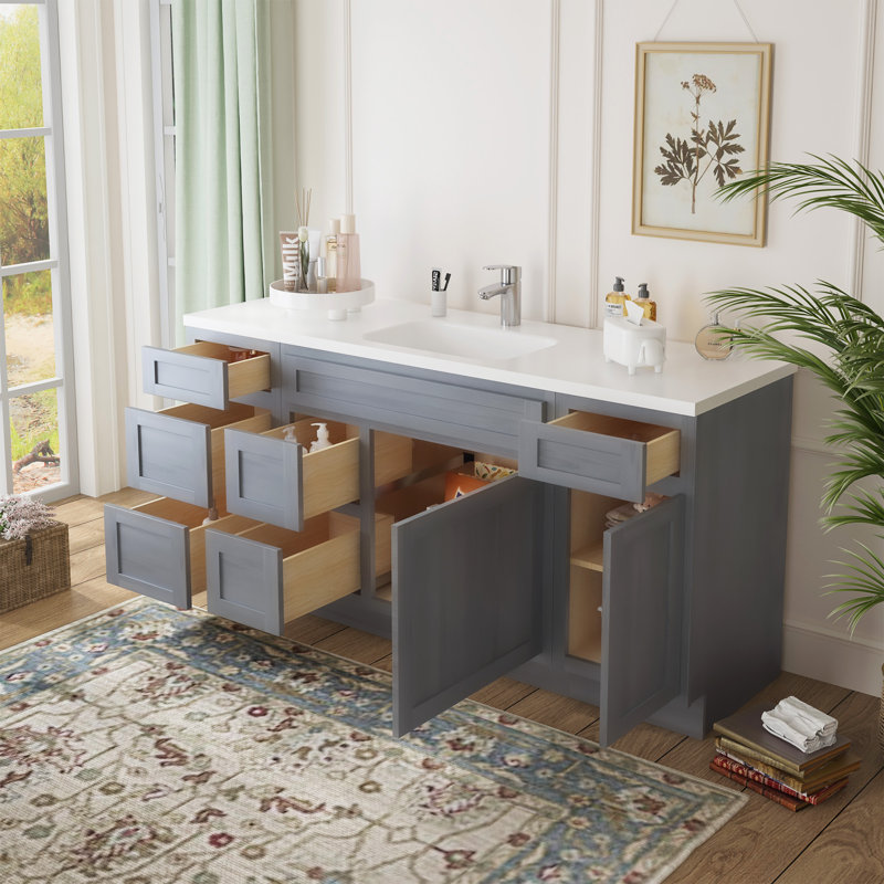 Base de meuble-lavabo simple 66 po seulement, Argent argent