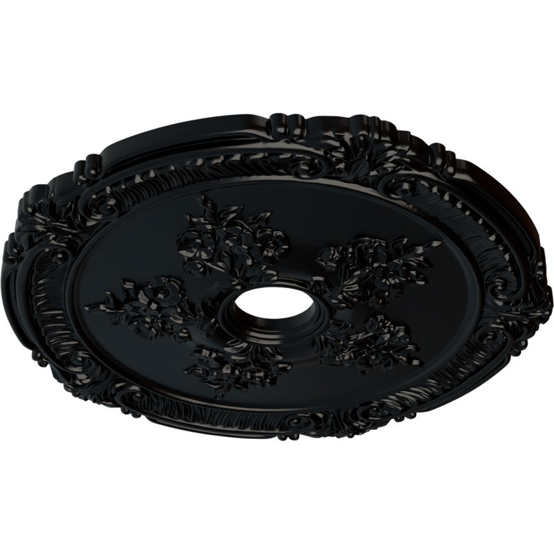 Médaillon Endurathane Attica avec plafond rose, DO 26 po x P 3 3/4 po x P 1 1/2 po, Noir de jais