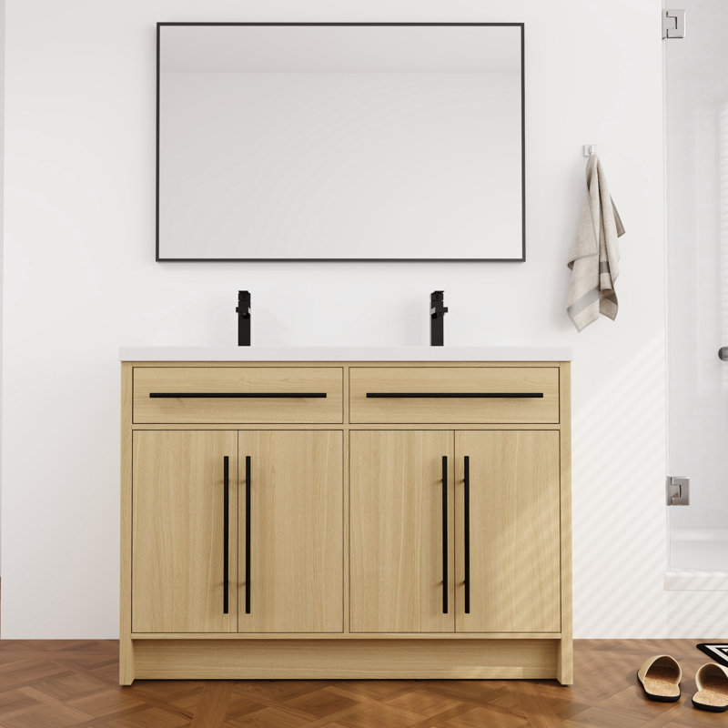 Meuble-lavabo double 48 po avec plateau en résine, 48"