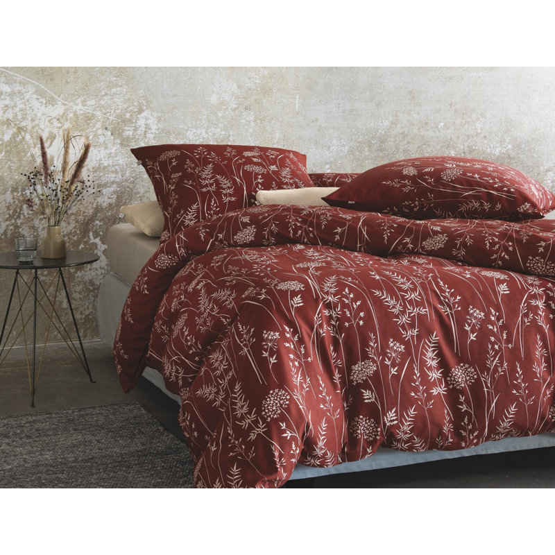 Cotton Modern Contemporary Duvet Cover Set, 155 x 220cm Duvet Cover + 1 Pillowcase (80 x 90), Red