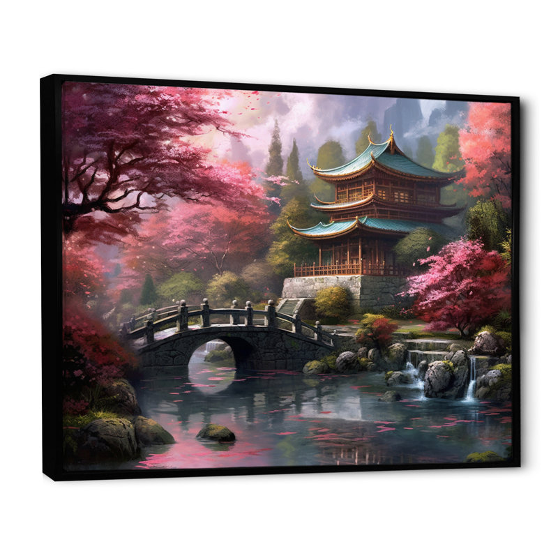Japon, terre du Samouraï V sur toile, Cadre flottant noir, H 30 po x l 40 po x P 1,5 po