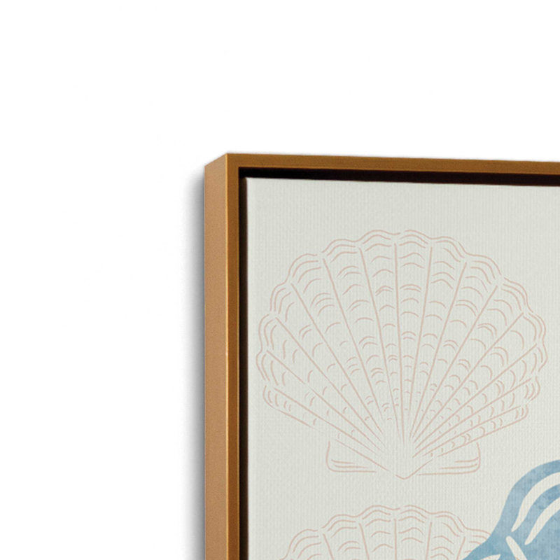 «Blue & White Seashell» par Cat Thurman Designs, reproduction d'art, Toile avec cadre, L 30 po x H 30 po, Or