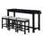 4pc Counter Height Dining Set Black Finish Counter Height Table w Drawer Built-in USB Ports Power Outlets and 3 Stools Casual Dining Furniture