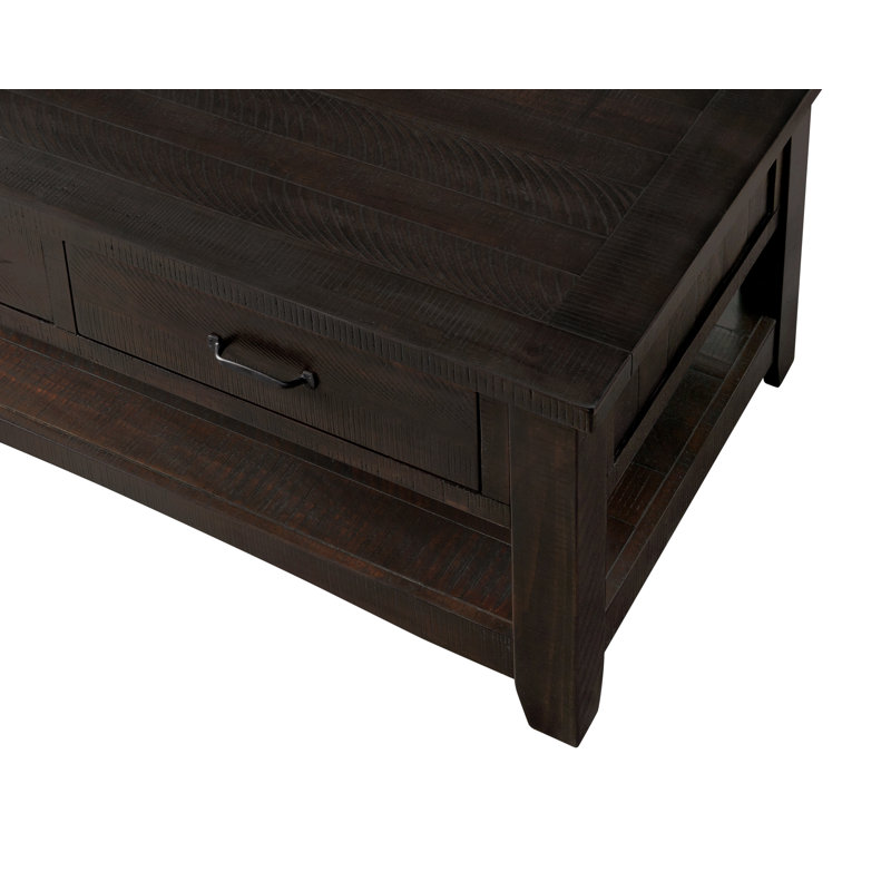 Table basse en bois massif de 50 po avec rangement Kinsella, Espresso