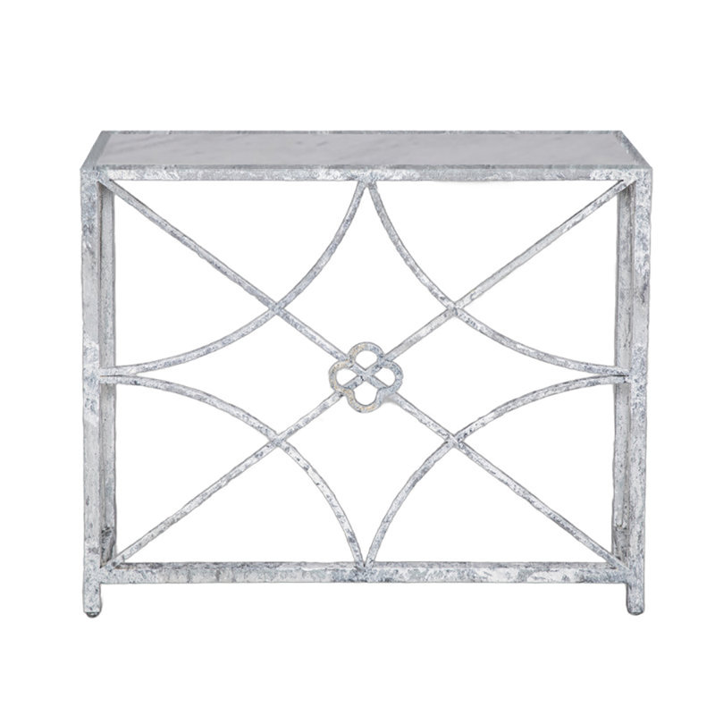37" Console Table, White/Gray/Blue/Rust, Carrera Marble