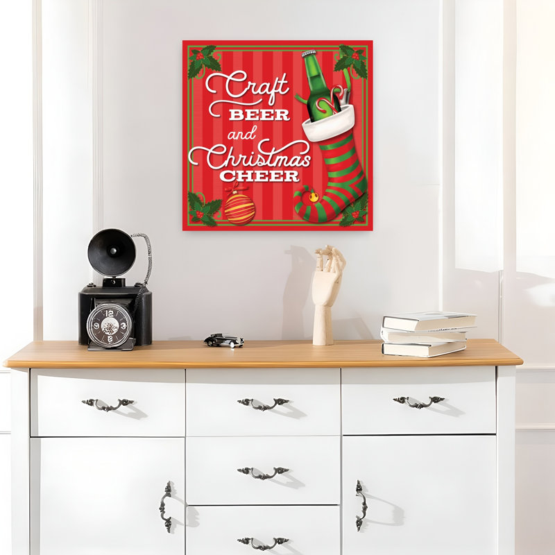 Bière artisanale et art de Noël contemporain, H 18 po x l 18 po