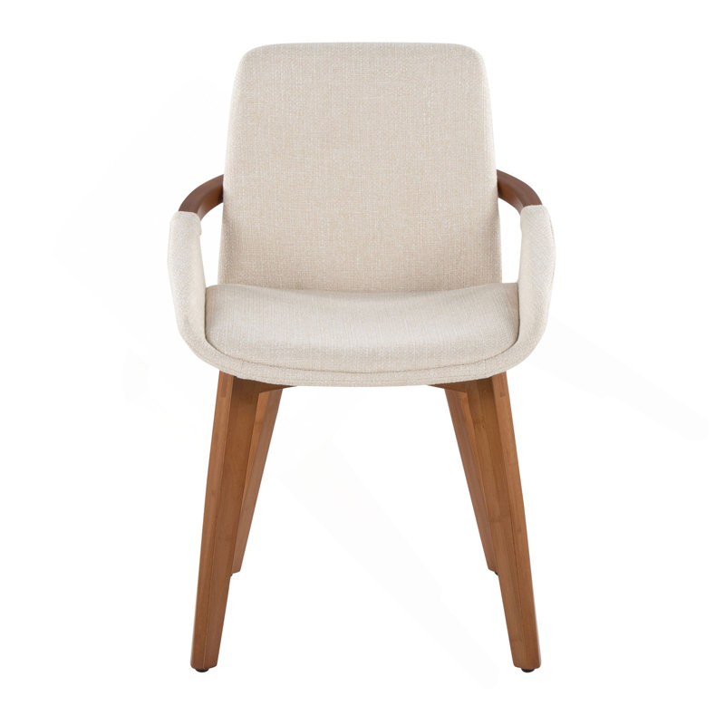 Chaise en bambou noyer et tissu crème