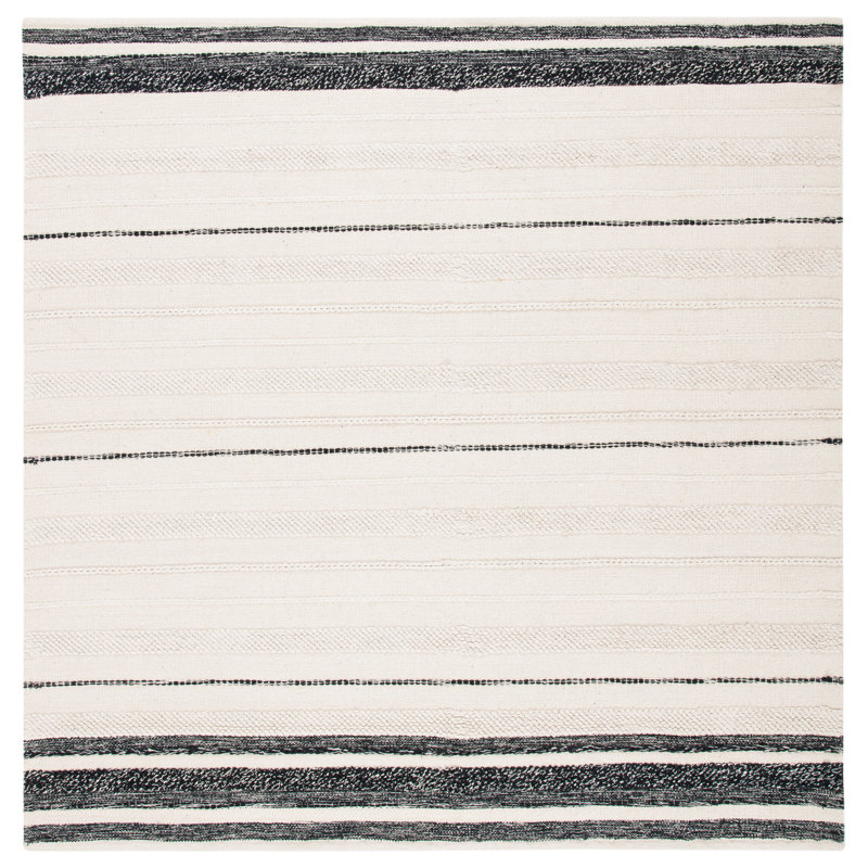 Dorsey Striped Handwoven Cotton Area Rug, Carré 3 pi