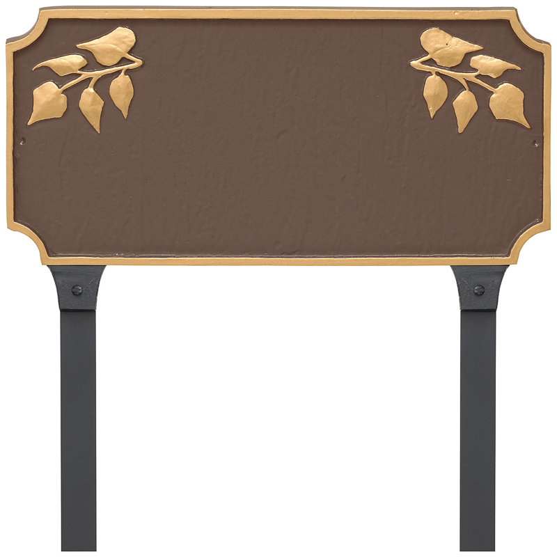 Plaque d'adresse Camden Ivy One Line avec piquets de pelouse, Oui, Sable / doré