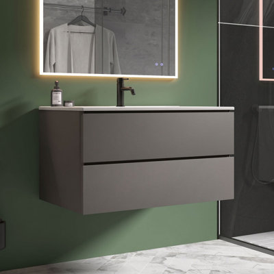 Meuble-lavabo simple 30 po avec comptoir en céramique et trop-plein pré-assemblé