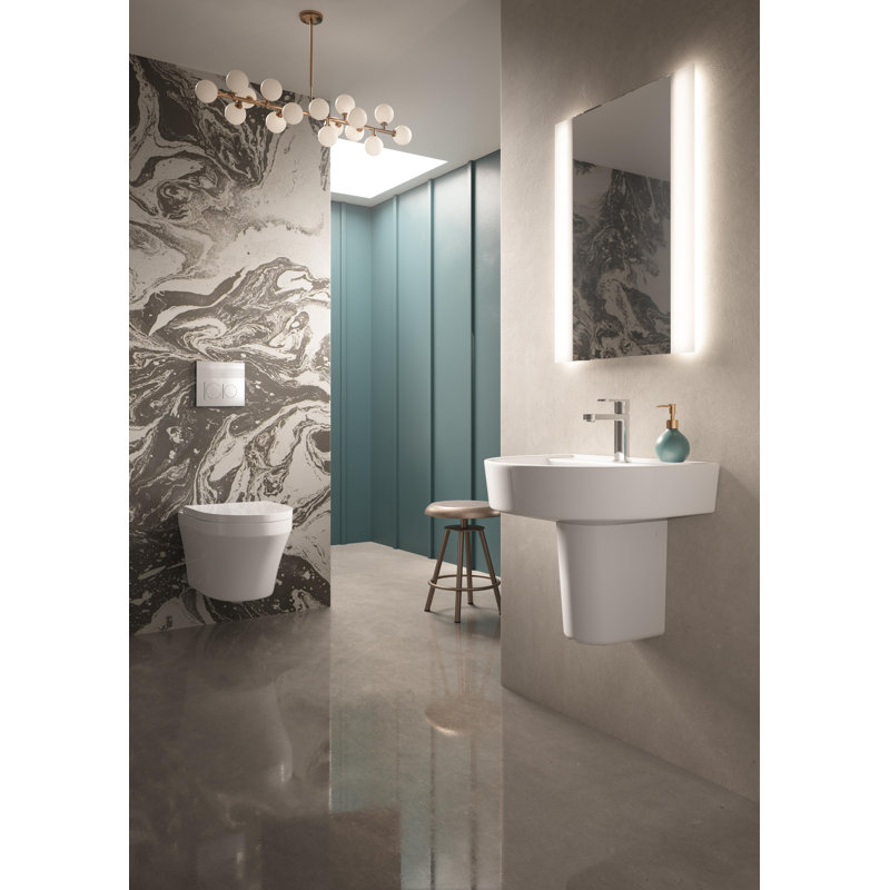 Nuie Luna White Vitreous China U-Shaped Sink with Overflow, 520mm W x 450mm D