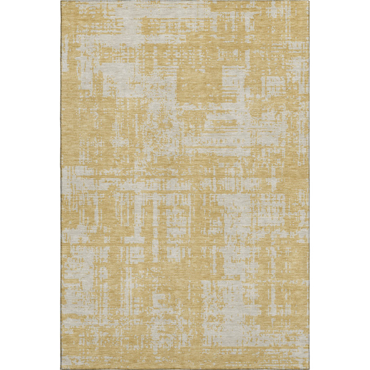 Premium Machine Washable Prisco Gold Rug