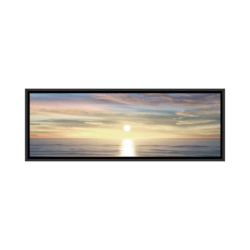 «Sunlit Horizon III» par Maggie Olsen - impression sur toile tendue, H 12 po x l 36 po x P 1,5 po, Toile encadrée noire