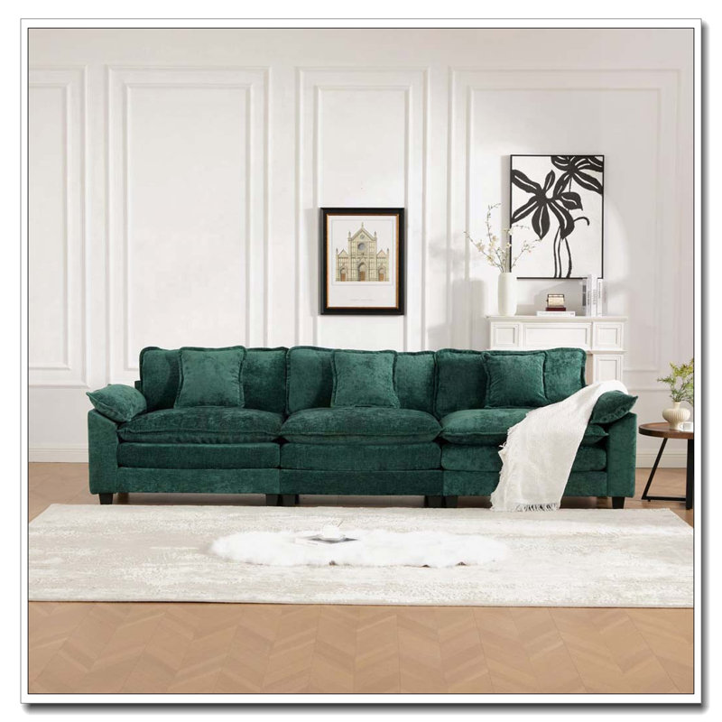 Canapé en chenille 3 places, 3, Vert