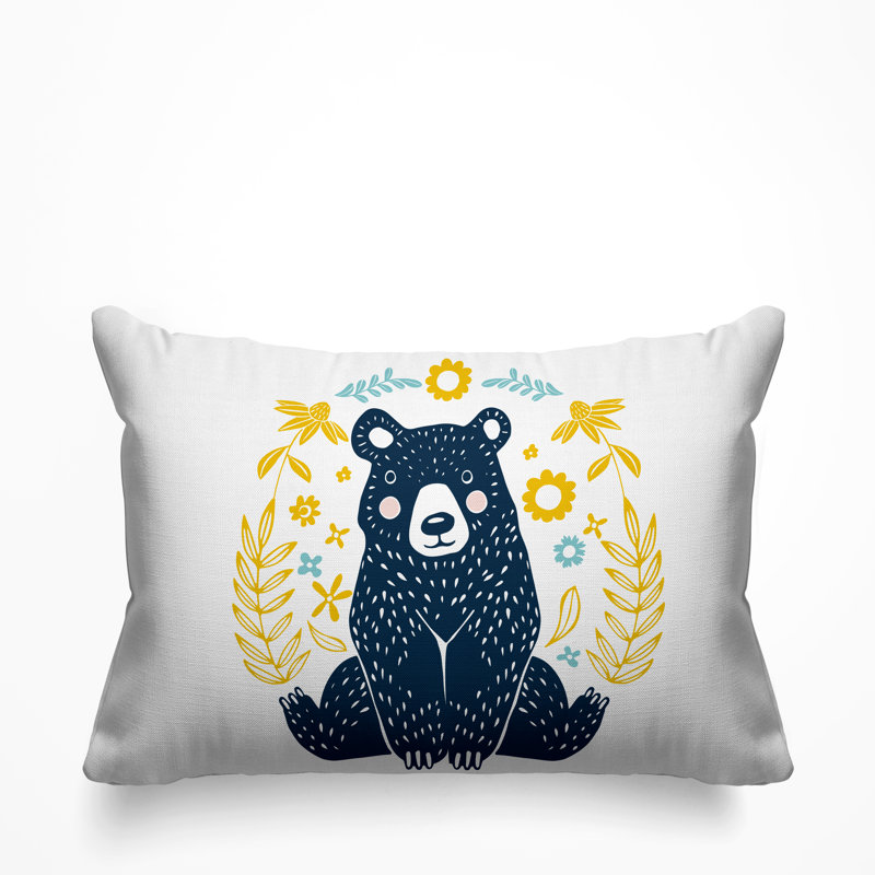 Coussin décoratif d'intérieur Buby, Jaune / Bleu Marine