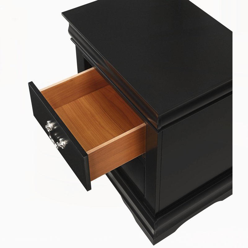 Table de chevet moderne avec tiroirs, Noir