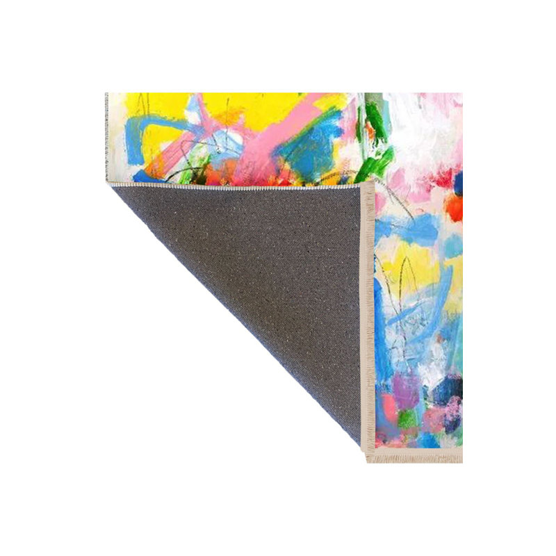 Oil Paint Look Multicolor Abstract Pattern Woven Base Decorative Machine Washable Rug, Runner 3'3" x 6'7" Rug Pad Included