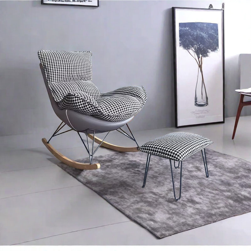 Chaise berçante légère et luxueuse, Noir / blanc / gris