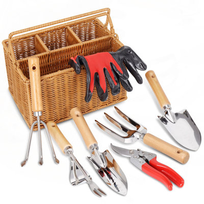 Gardening Hand Tool Set with Storage Basket