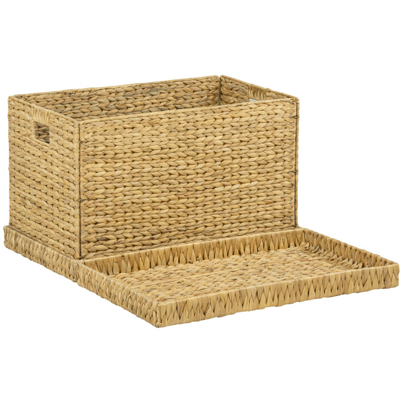 Coffret de rangement en osier jacinthe d'eau, couleur naturelle, 68 cm (L) x 41 cm (P) x 43 cm (H)