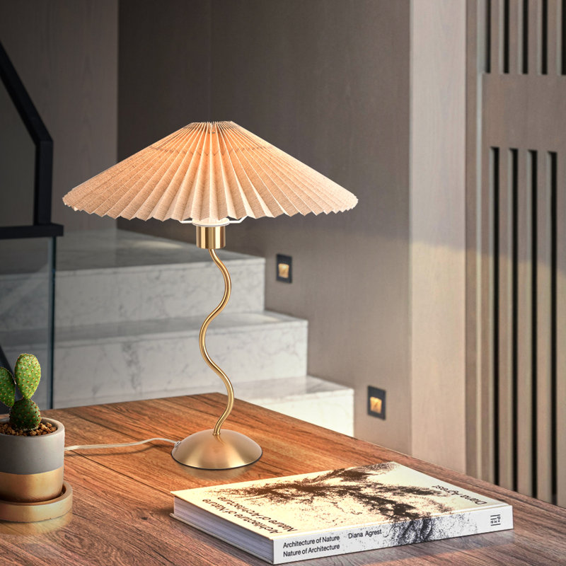 Modern Gold Pleated Table Lamp