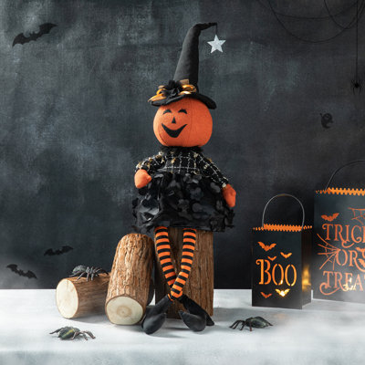 Handmade 30" H Dressed Witch Pumpkin Accent