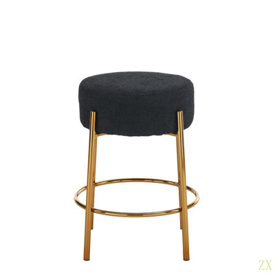 24 po de hauteur, tabourets de bar ronds, ensemble de 2 - Tabourets de salle à manger rembourrés contemporains pour cuisines, cafés et bars - comprend des pieds de support robustes