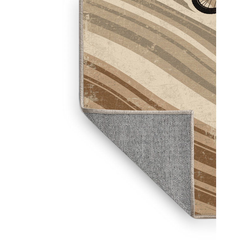 Tapis rayé beige à motif machine de style alpin Yonkers Mountain, 8 x 12