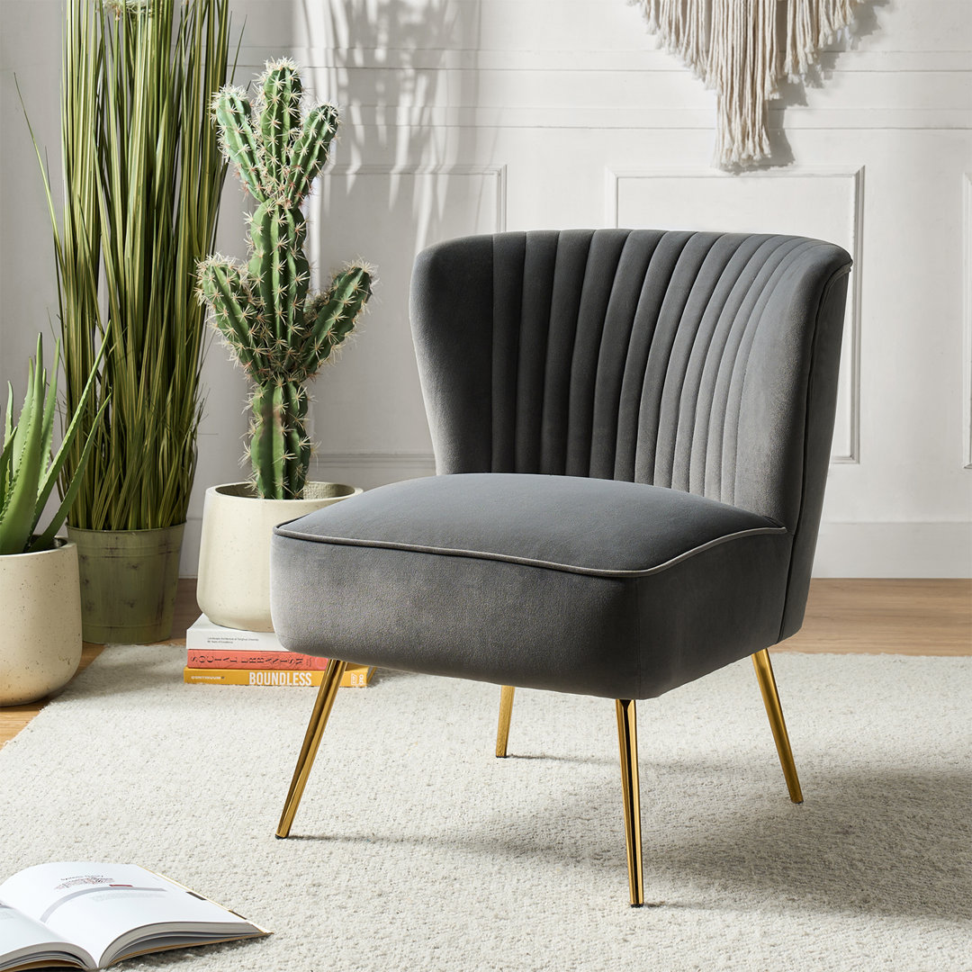 Euclid Velvet Accent Chair with Metal Legs Etta Avenue™ 