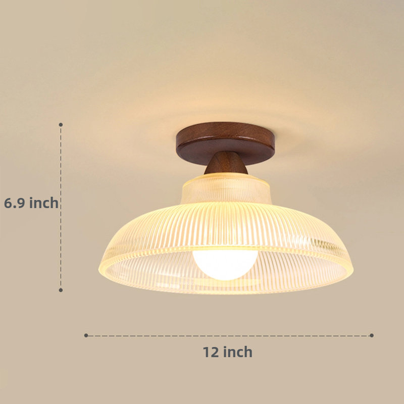 Plafonnier de style scandinave avec accents en bois, Noyer
